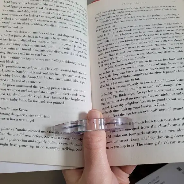 clear book page holder and book