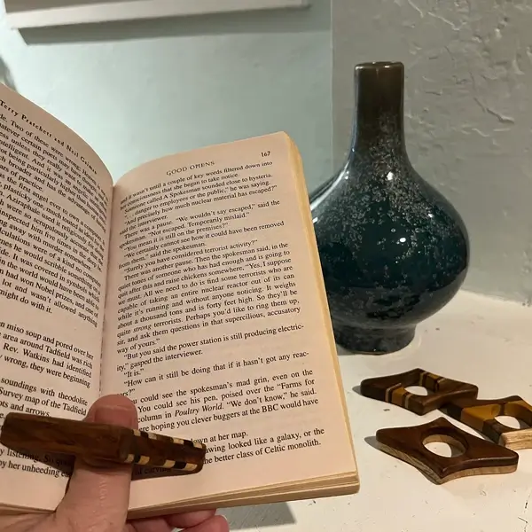 reading book with a book page holder